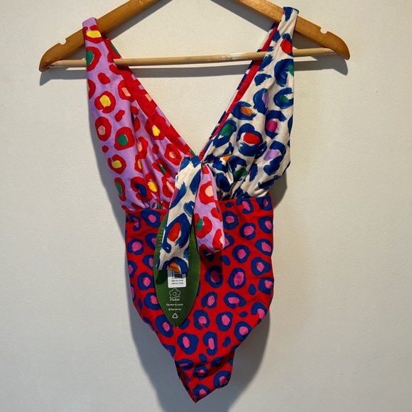 Farm Rio Multicolored Leopard Pop Cut Out One Piece Swimsuit - Picture 2 of 3